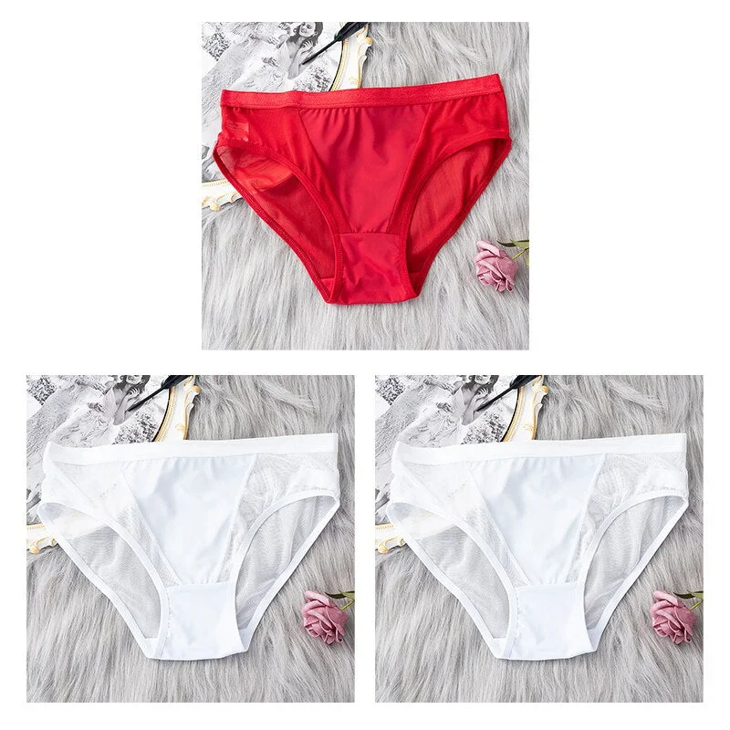 3PCS/Set Women Panties Sexy Lingerie Seamless Female Underwear See-Through Underpants Woman Panties Briefs Girls Intimate Pantys