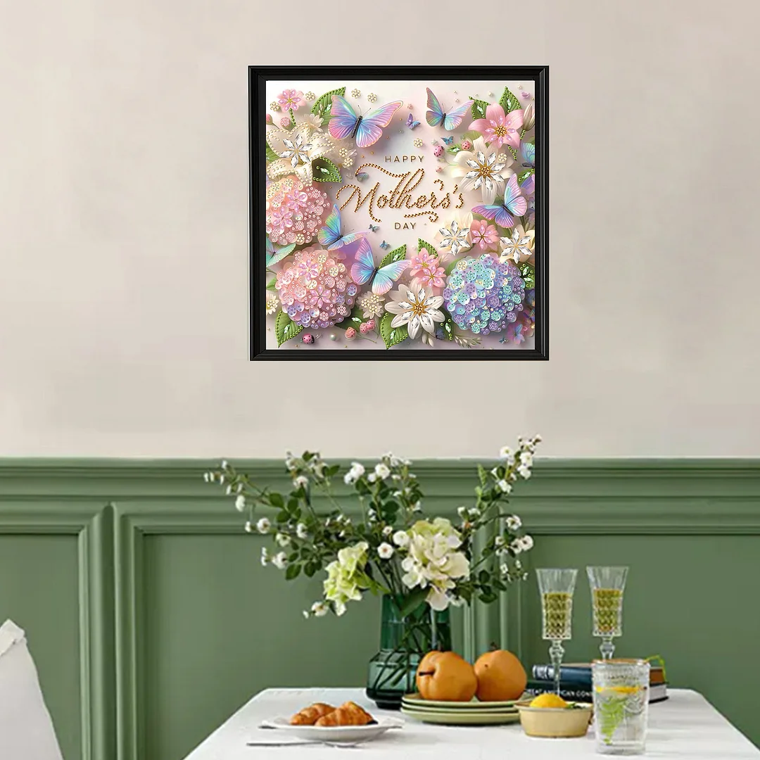 Diamond Painting - Partial Special Shaped Drill - Butterfly Mothers Day(Canvas|30x30cm)