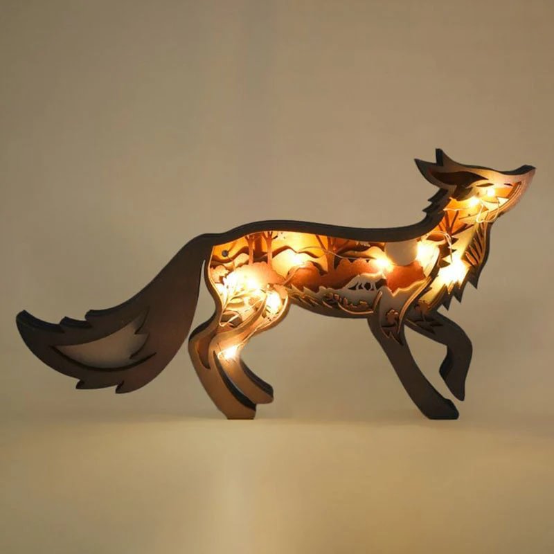 WoodyOrnament Running Fox Carving Handcraft Gift