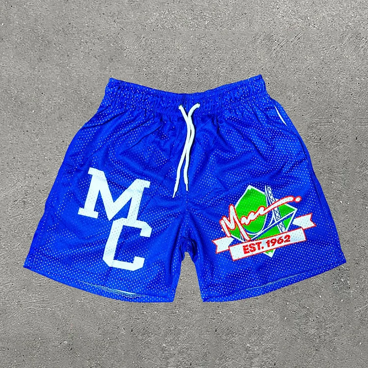 Casual Letters Print Mesh Sports Shorts