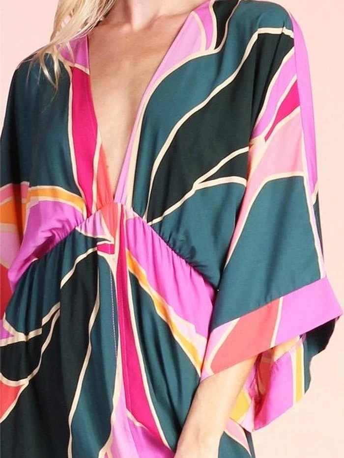 Printed Cropped Pink Cardigan Dress