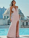 Evening Wrap Sequined Backless Dress