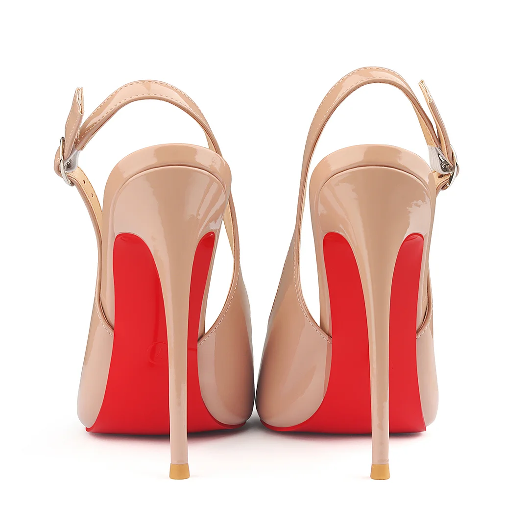 120mm/100mm Women's Sandals Pointed Toe Slingback Red Bottom Heels-MERUMOTE
