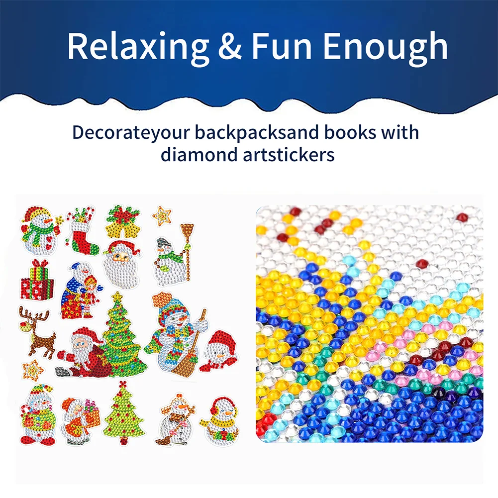 2pcs/a set Christmas Gem Art DIY Craft Kit Diamond Painting Sticker