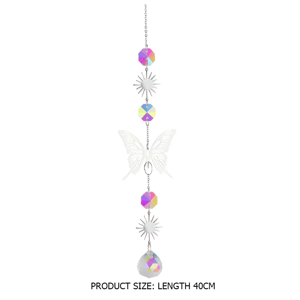 Wind Chime Crystal Light Catcher Ornaments Prisms Home Decor (Butterfly 2)