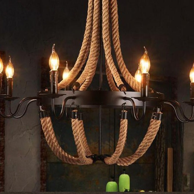 Retro Rope Chandelier Creative Loft Industrial Wind Bar Restaurant ...