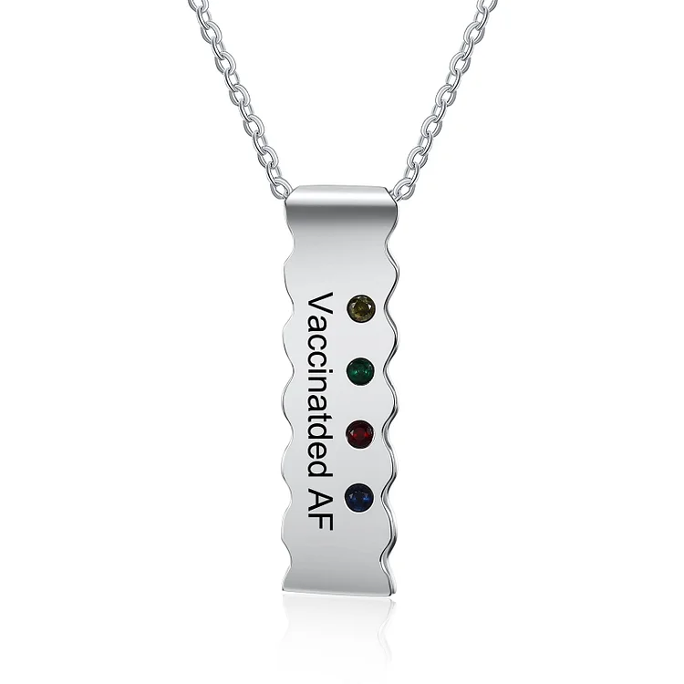 Personalized Vaccinated Bar Necklace Custom 4 Birthstones Necklace for Family