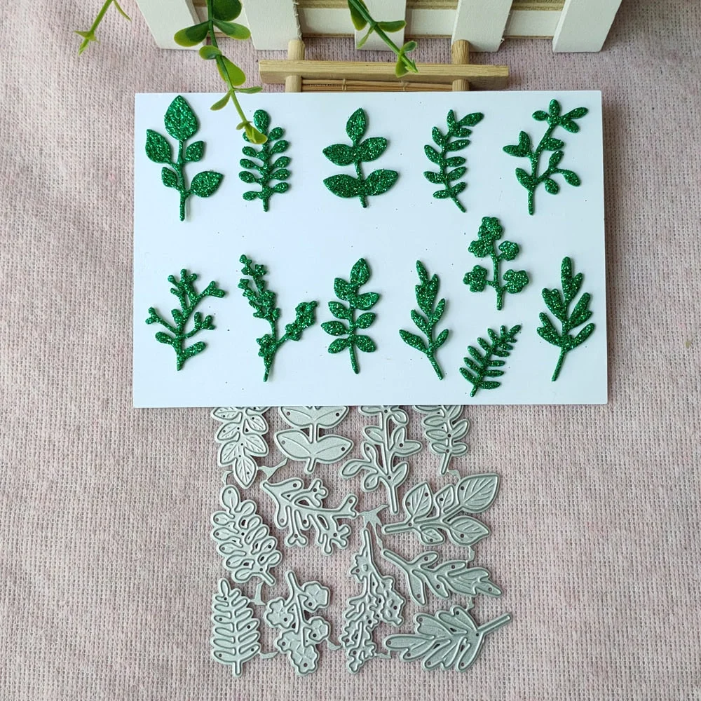 cutting dies New 12-piece set of branches and leaves metal  Stencil for DIY Scrapbooking Paper Card Making embossing craft dies