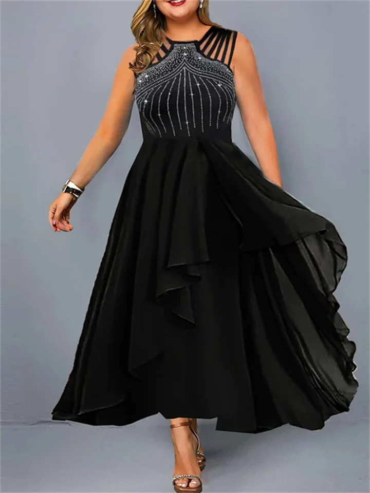 Women's Plus Size Party Dress Pure Color Spaghetti Straps Sequins Sleeveless Spring Summer Stylish Elegant Formal Prom Dress Maxi long Dress Formal Party Dress