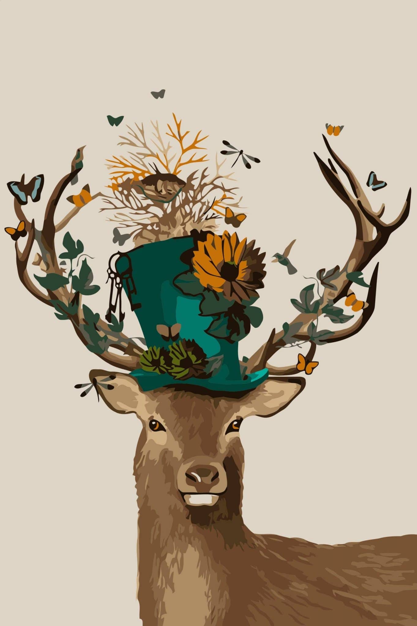 

Deer Puts a Hat – Paint By Numbers - 40*50CM, 501 Original