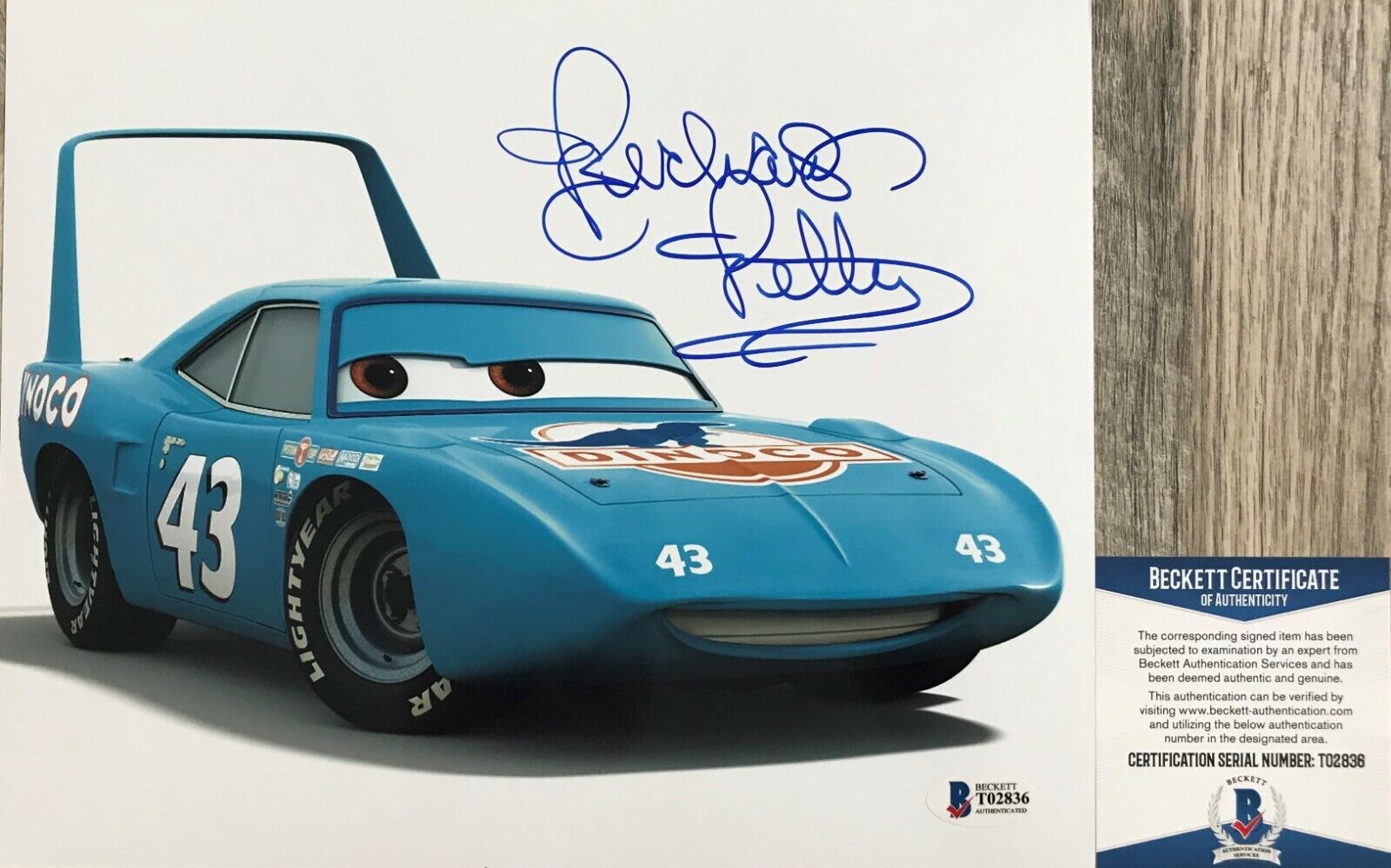 NASCAR!!! Richard Petty THE KING Signed PIXAR CARS 8x10 Photo Poster painting #2 Beckett BAS