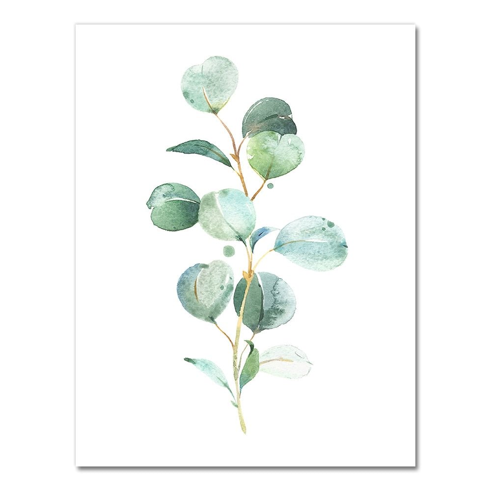 Eucalyptus Watercolor Print Floral Leaf Botanical Greenery Leaves Art Canvas Painting Green Wild Posters Home Wall Art Decor