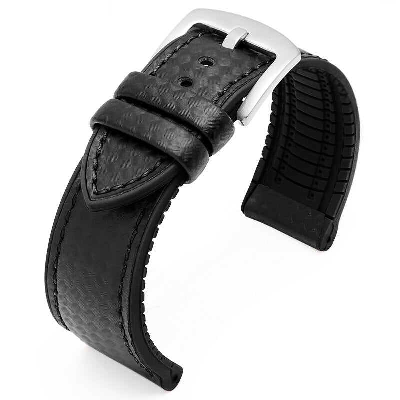 Carbon Fiber Pattern Rubber Watch Band San Martin Watch san martin watchSan Martin Watch