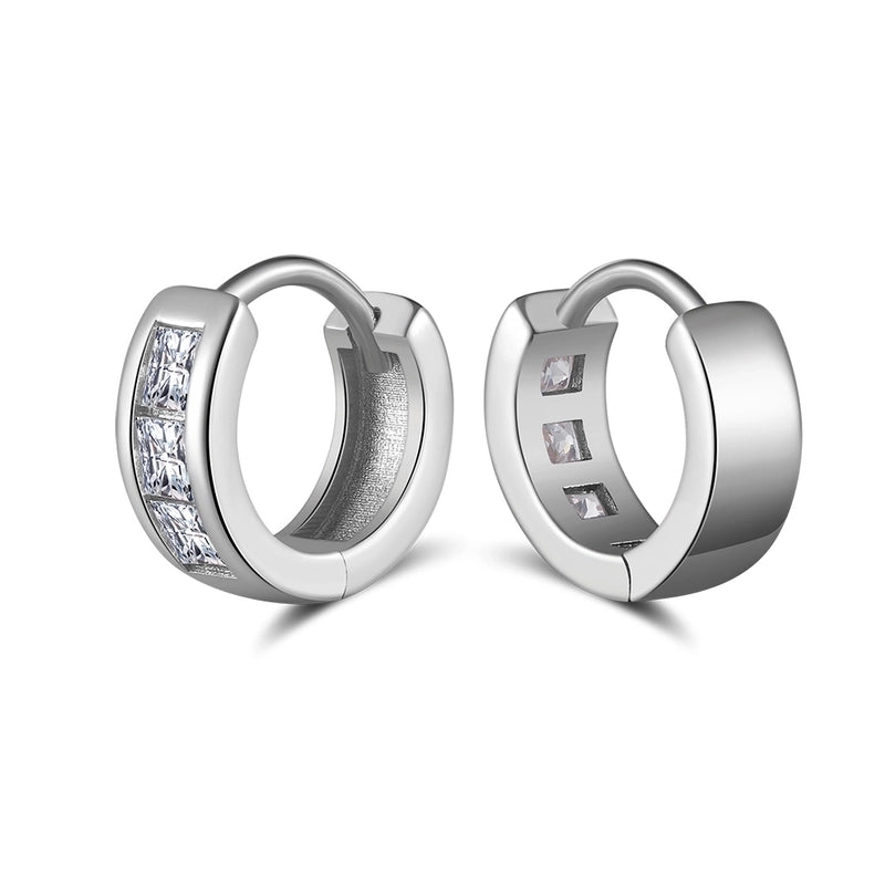 White Gold Plated Silver Plated 925 Sterling Silver Zircon 925 Sterling Silver Earrings Round Heart Shape Rhombus Earrings