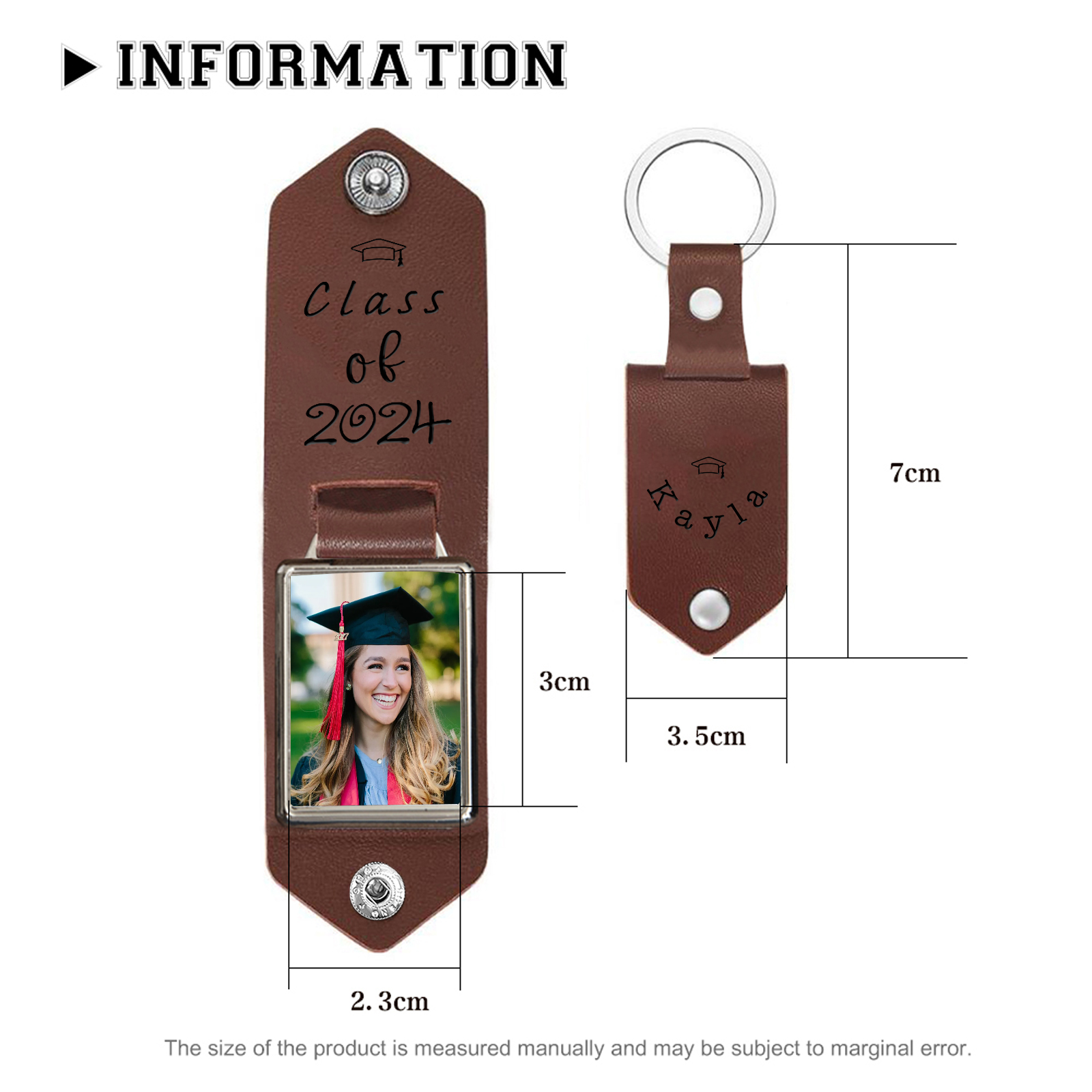 Class of 2024 - Personalised Graduation Leather Keychain Custom Name & Photo Keychain Graduation Gift for Him/Her-Jessemade AU