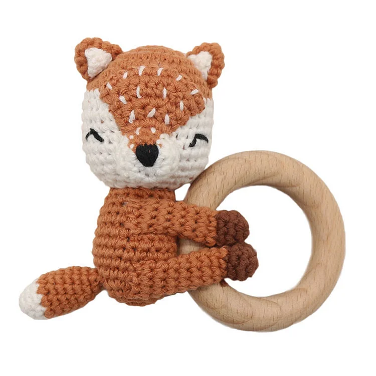 Baby Wooden Crochet Fox Elk Teether