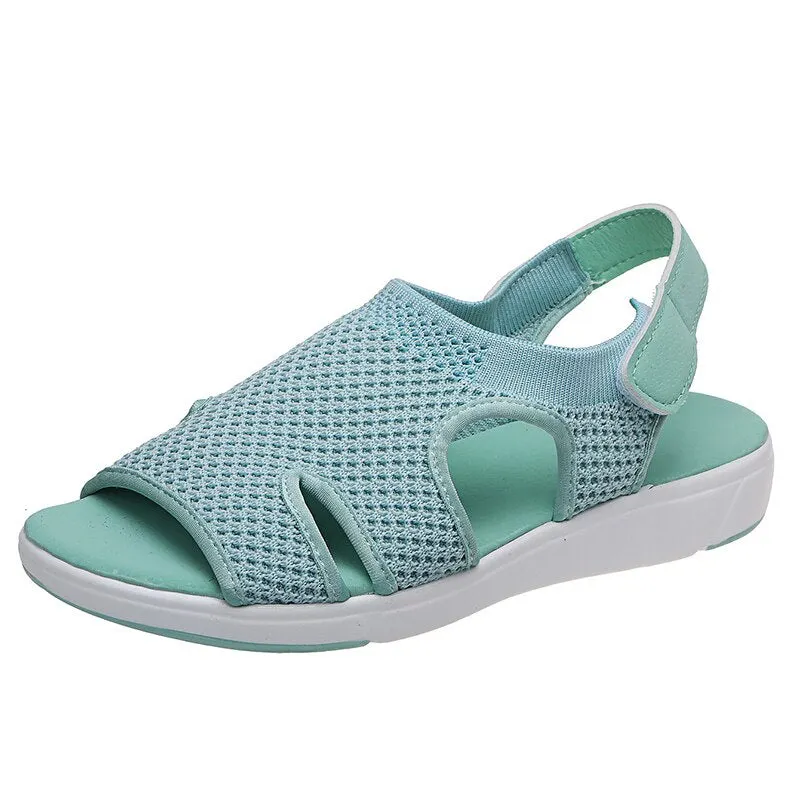 Lucyever women's breathable mesh sandals 2021 plus size 35-45 summer knitted sports shoes sandalias mujer platform flats woman