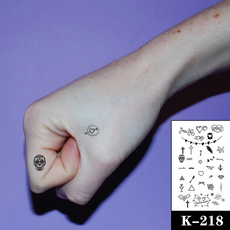 Waterproof Temporary Tattoo Sticker Black Wolf Arrow Rose Butterfly Flash Tattoos Totem Line Body Art Hand Fake Tatoos Women Men