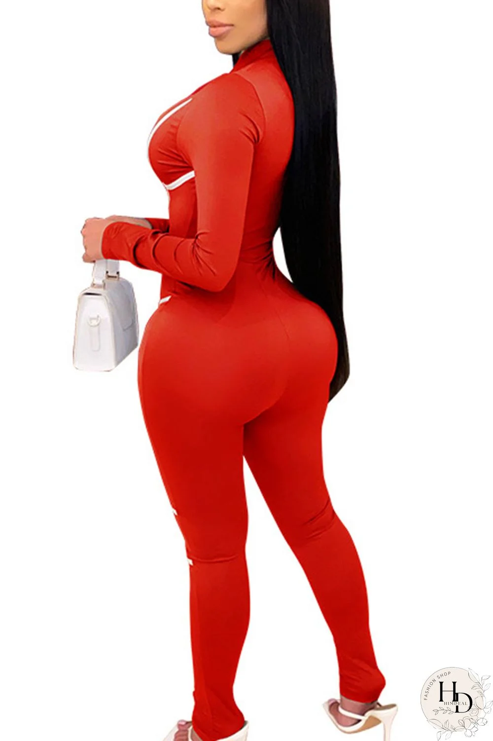 Red Sexy Milk Fiber Solid Split Joint O Neck Skinny Jumpsuits