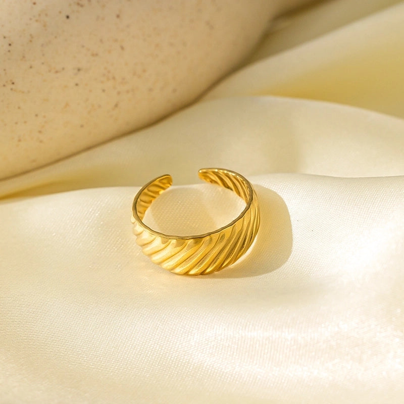 Elegant Streetwear Waves Heart Shape Flower Titanium Steel Irregular Plating Open Rings