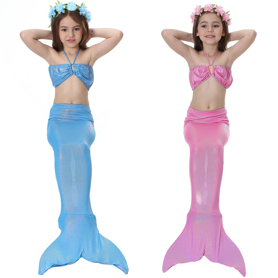 Kids Girls Mermaid Tail Swimsuit Bikini Set Swimwear Swimming Costume-Pajamasbuy