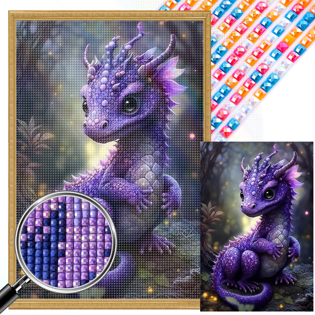 Purple Dragon 40*60cm(picture) full round drill diamond painting with 4 to 12 colors of AB drill