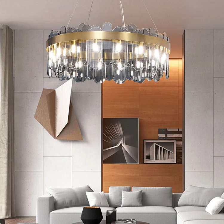 Round Smokey Glass Chandelier Modern Light Fitting Vjlight