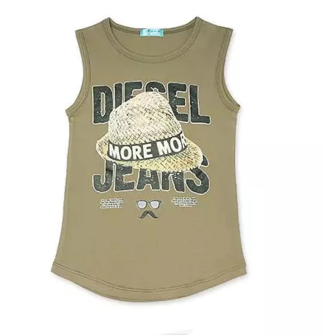 Boys Vest Diesel Jeans Sleeveless T Shirt Printed Clothes