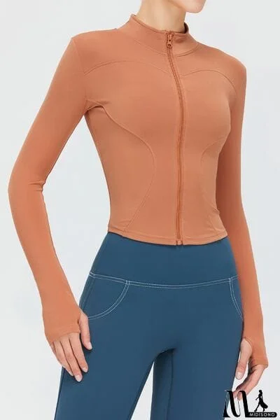 MidiSono - Zip Up Mock Neck Active Outerwear