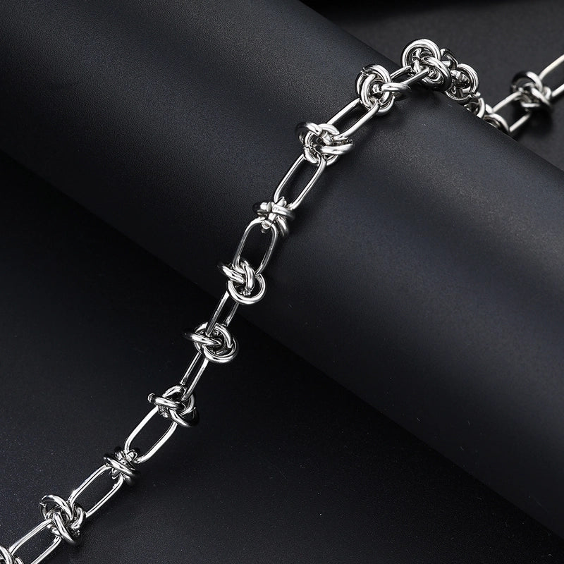 1 Men’s Fashion Casual Silver Stainless Steel Knot Chain