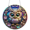 Buntglas Eule - 5D DIY Bastelanhänger