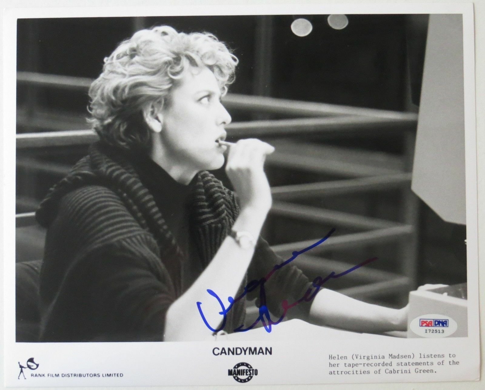 Virginia Madsen Signed 'CANDYMAN' Authentic Lobby Card B/W Photo Poster painting PSA/DNA #I72513