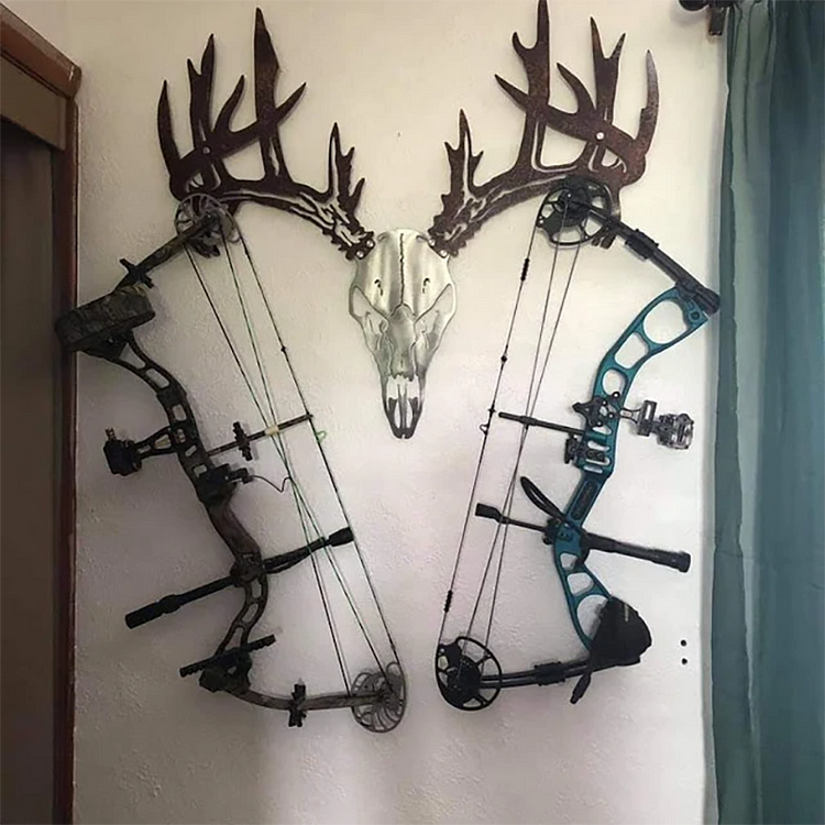 Metal deer skull bow or shotgun rack💖Buy 2 Free Shipping