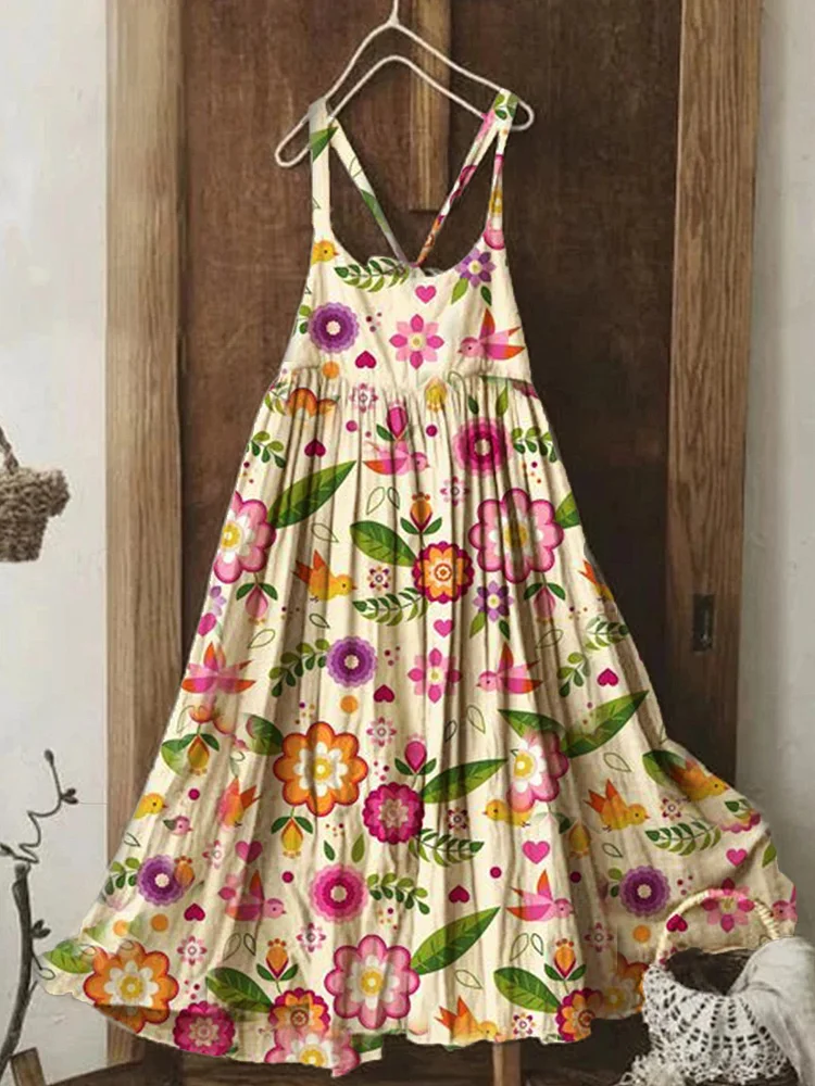 Vintage floral print cotton dress