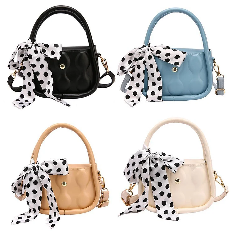 Vintage Women PU Leather Pure Color Silk Scarf Shoulder Bags Mini Handbags-Annaletters