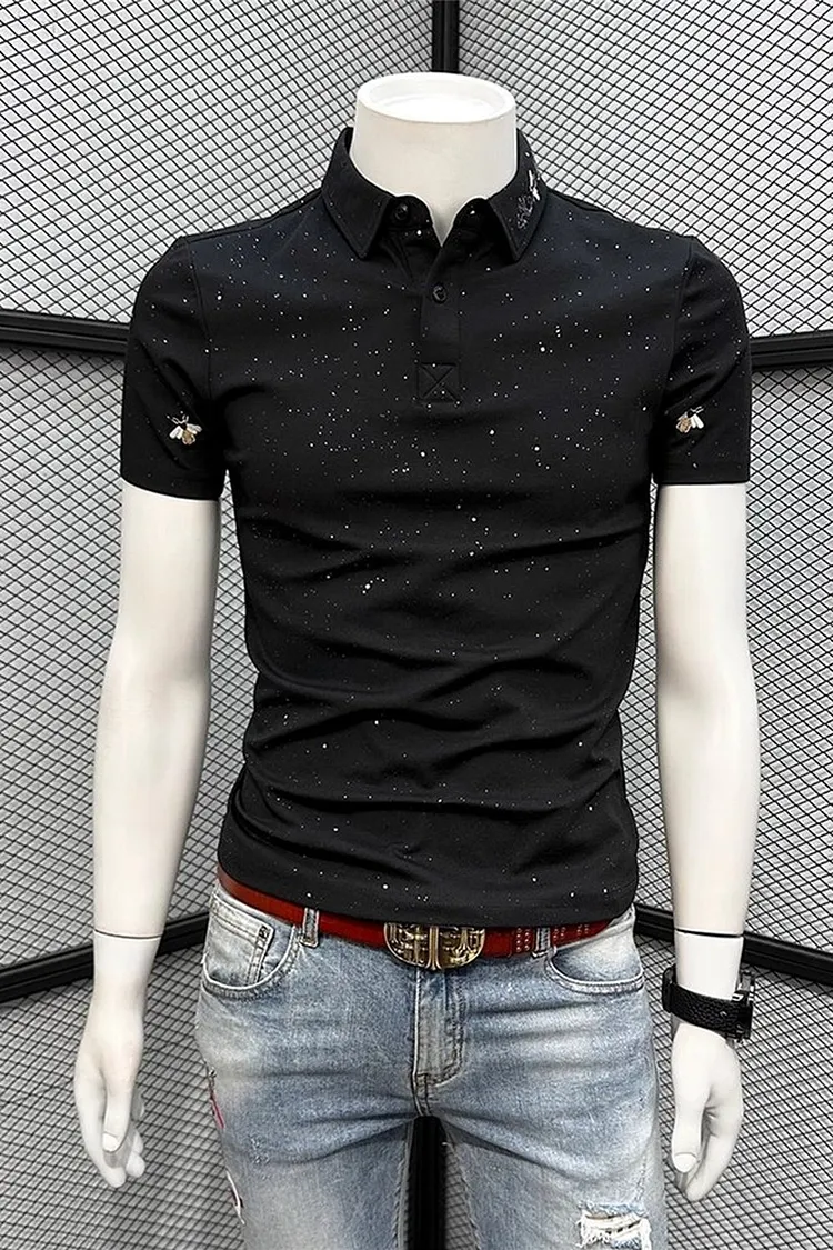 Men's Short Sleeve Polo Shirt with Collar in Cotton