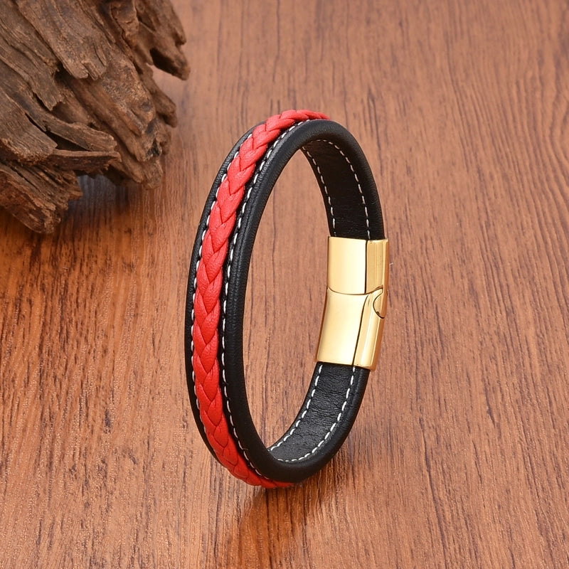 Vintage Style Minimalist Classic Style Geometric 316L Stainless Steel Leather Rope Braid Unisex Bracelets