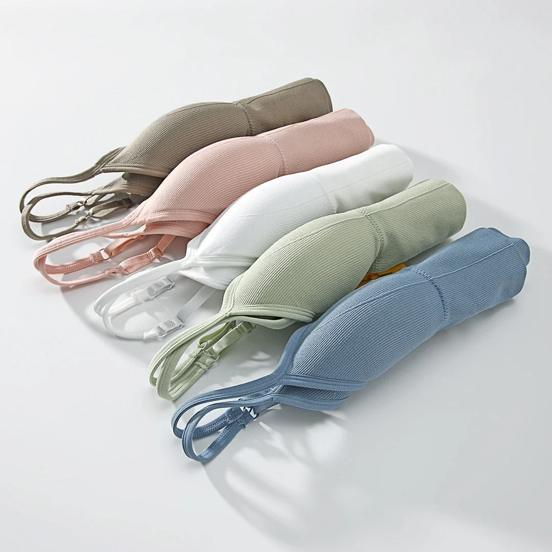 SVOKOR Sexy Bra Solid Top Women Crop Top Push Up Lingerie Bra Sports Fashion Street Top U-shaped Back 14 Color