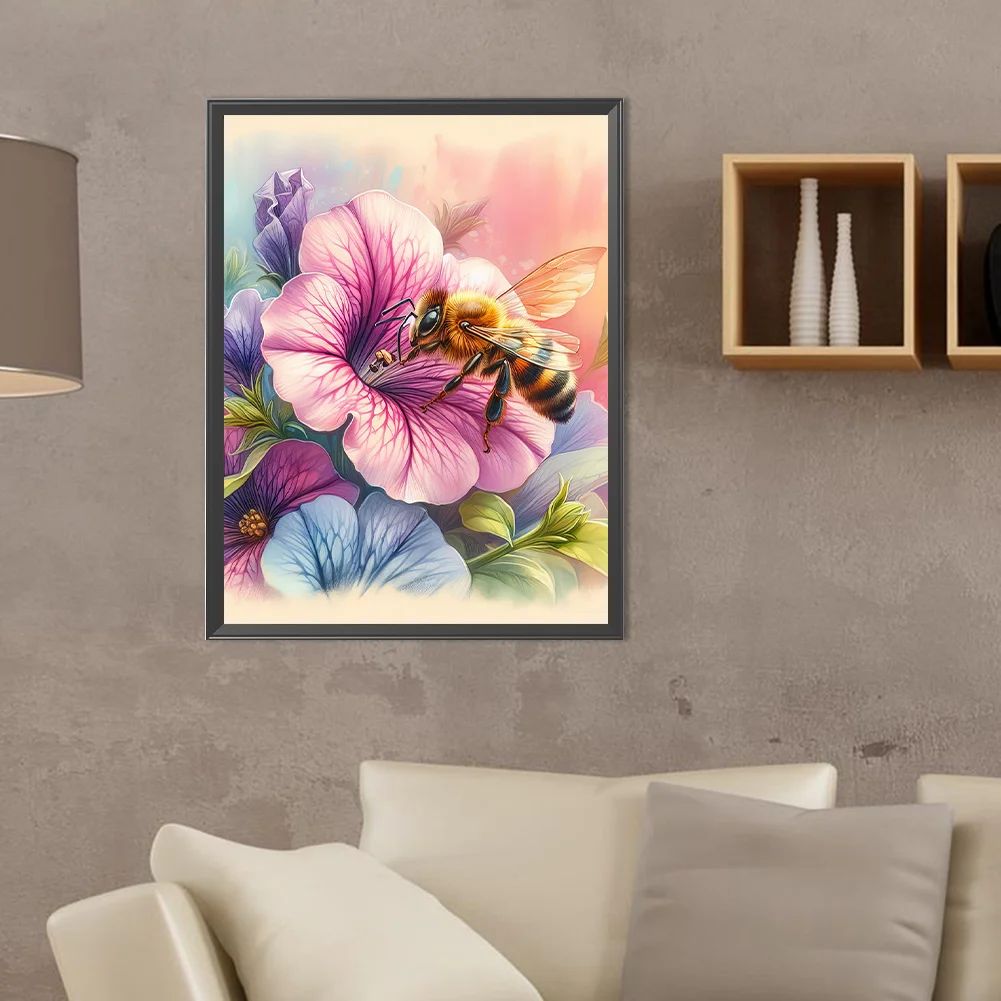Full Round Diamond Painting 30*40cm - Flower Bee