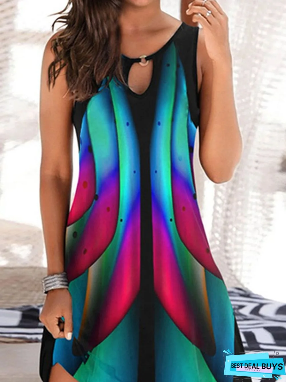 Ombre Sleeveless Knitting Casual Dresses