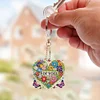 (US Local)6Pcs Acrylic Double Sided Heart Diamond Painting Keychain for Bag Decor