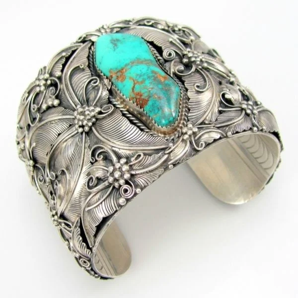 Tibetan Silver with Turquoise Bracelets Fashion Turquoise Bangle Jewelry Cuff Wide Bracelet BL