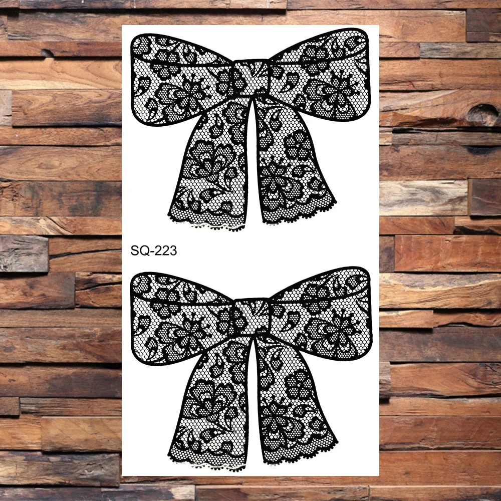 Crown Temporary Tattoos For Women Men Realistic Cross Sword Angel Wings Thorns Fake Tattoo Sticker Body Waterproof Tatoos Black