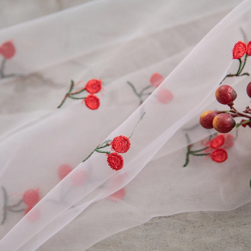 Yiman Qiyun Tablecloth Red Peach Embroidered Duo Cake Photography Background Embroidered Props Cloth Tablecloth