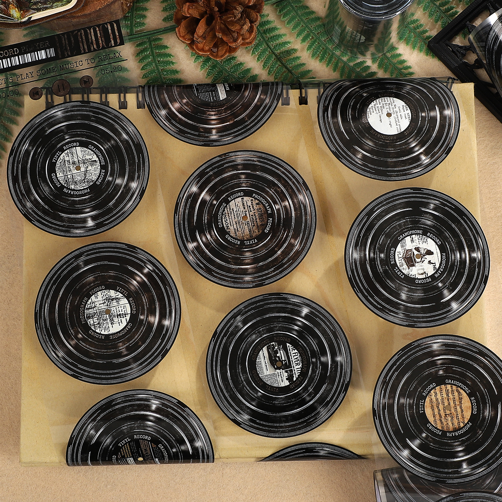 PET 테이프 - 70mm*500cm 빈티지 비닐 레코드 풍경