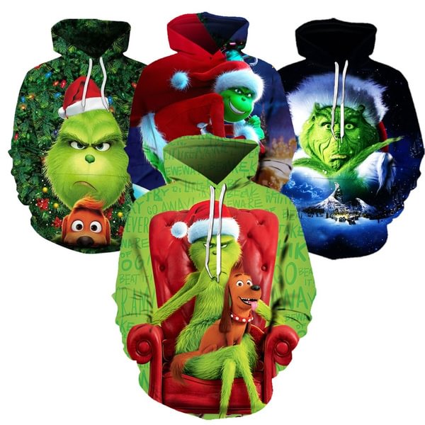 Grinch Christmas 3D Printed Pullover Hoodie Christmas Sweatshirts - Shop Trendy Women's Fashion | TeeYours
