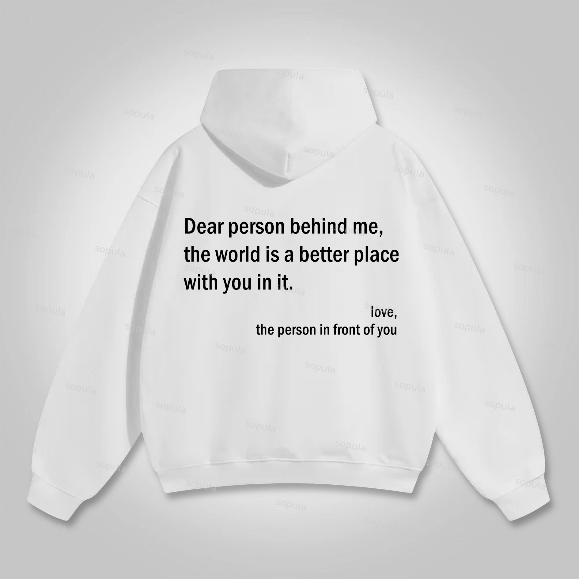 Sopula You Are Enough Slogan Graphic Pocket White Hoodie - SOPULA