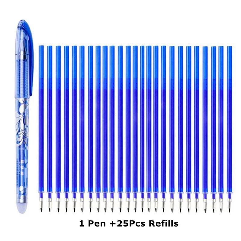 Erasable Pen Refills Rod Set 0.5mm Needle/0.7mm Bullet tip Washable Handle Erasable Ballpoint Pen for School Pen Writing Tools