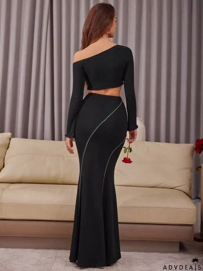 High Waist Contrast Maxi Skirt