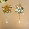 2 pi&egrave;ces de croix et fleurs DIY peinture acrylique en diamant carillon pour adultes peinture 5D en diamant attrape-soleil avec pendentif en cristal double face suspendu diamants peinture artistique cadeau cadeau pour la maison